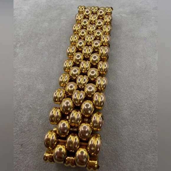 Vintage Swiss thick heavy gold plating panther link gold bracelet - 20 micron - Picture 4 of 16